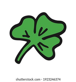 Vector hand-drawn clover isolated on white. Doodle St. Patrick's element