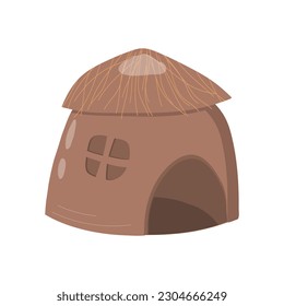 Vector hand-drawn coconut shell house for pets in an aquarium, terrarium, design element for fish, lizards, snails, spiders. 