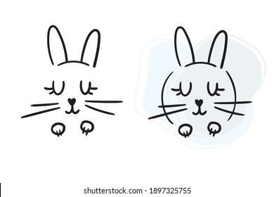 conejo de dibujos animados lindo dibujado a mano por vector. imprimir, pegatina, logotipo, icono, boceto, garabato. aislado en un fondo blanco. dibujo infantil. conejito