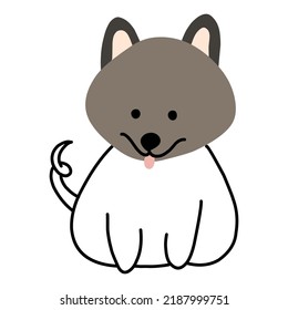 Vector hand-drawn cute dog. Children's color illustration with a dog's muzzle. Isolated on a white background.
