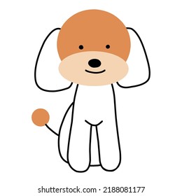Vector hand-drawn cute dog. Children's color illustration with a dog's muzzle. Isolated on a white background.