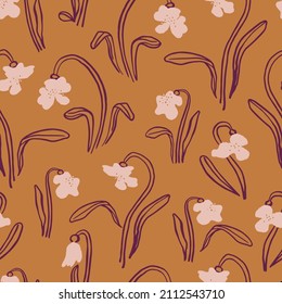 Vector hand-drawn cute wild flower illustration motif seamless repeat pattern fashion and home kitchen print fabric textile digital artwork