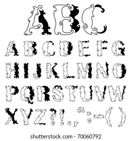 Vector hand-drawn decorative alphabet