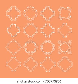 Vector handdrawn decorative frames for brand identity and logo design isolated on background and easy to use. Hand sketched floral design elements. Logo creator series.