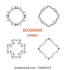 Vector handdrawn decorative frames for brand identity and logo design isolated on background and easy to use. Hand sketched floral design elements. Logo creator series.