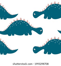 Vector. Hand-drawn dino pattern. Dinosaurs pattern. Cute dino. Children's wallpaper, print, printing on fabric.
