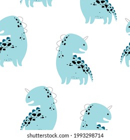 Vector. Hand-drawn dino pattern. Dinosaurs pattern. Cute dino. Children's wallpaper, print, printing on fabric.