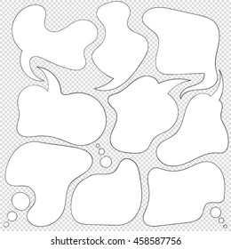 Vector hand-drawn doodle conversation bubbles. Place for writing text in a frame with rounded corners. Frame for a conversation, messages, thoughts, speech