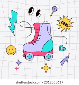 Vector hand-drawn doodle illustration isolated on checkered background. Classic nostalgic 80s-90s element in flat style. For cards, decorations, logo, various designs