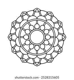 Vector hand-drawn doodle mandala art. Ethnic mandala with tribal ornament. modern textile mandala art. tattoo motif, bohemian mandala black-white coloring book page, Arabic Islamic line art design