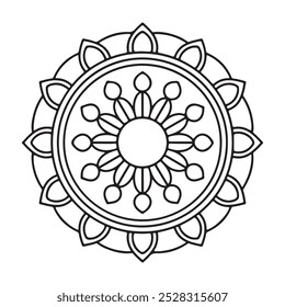 Vector hand-drawn doodle mandala art. Ethnic mandala with tribal ornament. modern textile mandala art. tattoo motif, bohemian mandala black-white coloring book page, Arabic Islamic line art design