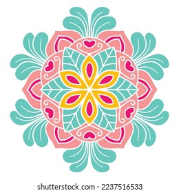Doodle mandala dibujada a mano por vectores. Colorando mandala. Mandala floral de contorno blanco para Henna, Mehndi, tatuaje y decoración. ilustración vectorial.