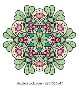 Vector hand-drawn doodle mandala. Coloring mandala. black outline floral mandala for Henna, Mehndi, tattoo, and decoration. vector illustration.