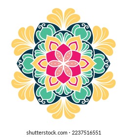 Vector hand-drawn doodle mandala. Coloring mandala. white outline floral mandala for Henna, Mehndi, tattoo, and decoration. vector illustration.