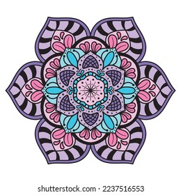 Vector hand-drawn doodle mandala. Coloring mandala. black outline floral mandala for Henna, Mehndi, tattoo, and decoration. vector illustration.