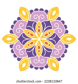 Doodle mandala dibujada a mano por vectores. Colorando mandala. Mandala floral de contorno blanco para Henna, Mehndi, tatuaje y decoración. ilustración vectorial.