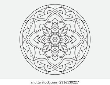 Vector hand-drawn doodle mandala, coloring pages for the book, Circular pattern in the form of the mandala, Mehndi, tattoo, decoration.