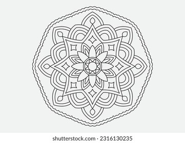 Vector hand-drawn doodle mandala, coloring pages for the book, Circular pattern in the form of the mandala, Mehndi, tattoo, decoration.