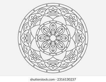 Vector hand-drawn doodle mandala, coloring pages for the book, Circular pattern in the form of the mandala, Mehndi, tattoo, decoration.