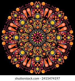 Vector hand-drawn doodle mandala. Ethnic mandala with colorful tribal ornament. Isolated. Bright colors.	
