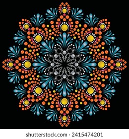 Vector hand-drawn doodle mandala. Ethnic mandala with colorful tribal ornament. Isolated. Bright colors.	
