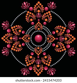 Vector hand-drawn doodle mandala. Ethnic mandala with colorful tribal ornament. Isolated. Bright colors.	
