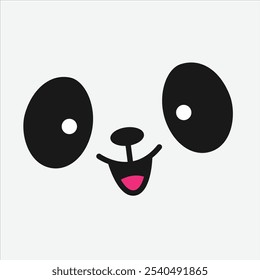 A vector hand-drawn doodle of a panda face, featuring playful lines and charming details, ideal for cute graphics, children's products, and nature-themed designs