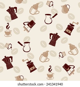 Vector Hand-Drawn doodle style Illustration of Coffee Background 
