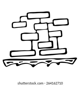 Vector hand-drawn ethnic style diagram with space for text and decorative bar below. Sketch style diagram.