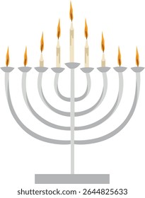 Vetor desenhado à mão vela tradicional judaica festiva (Hanukkah menorah) ilustração, isolado no fundo branco