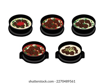 Vector hand-drawn flat design Korean Food illustration