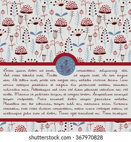 Vector hand-drawn floral template, banner for greeting cards, invitations, vintage abstract background with place for text