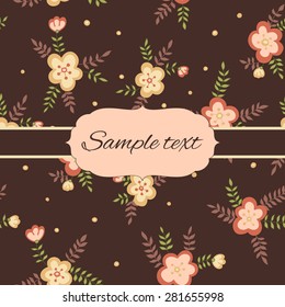 Vector hand-drawn floral template with place for text, background for greeting cards, invitations with flowers