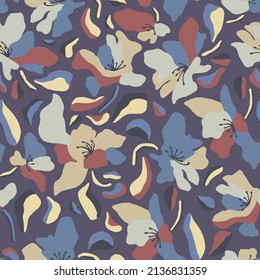 Vector hand-drawn flower illustration motif seamless repeat pattern fashion and home kitchen fabric print digital artwork