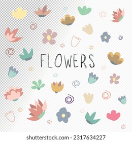 Flores y decoración de vectores dibujados a mano