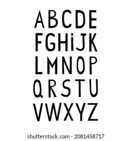 Vector handdrawn font. Freehand drawn uppercase alphabet.