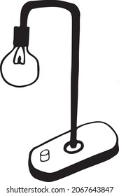 Vector hand-drawn graphic illustration of a lamp. Black and white illustration is made on a transparent background.   Suitable for pattern making, flyers, notebooks, albums, create logo.