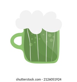 Vector hand-drawn green beer isolated on white. Happy St. Patrick s Day. Cartoon icon on white