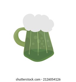 Vector hand-drawn green beer isolated on white. Happy St. Patrick s Day. Cartoon icon on white