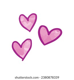 Vector hand-drawn heart collection on white background.