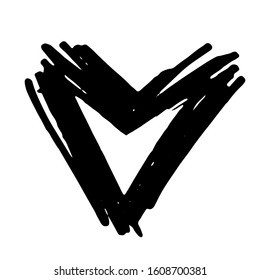 Vector hand-drawn heart with pen. Design element for cards and advertising. Symbol of halves and love on a white background.