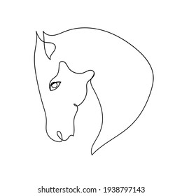 Vector hand-drawn horse muzzle with one black line. Logo