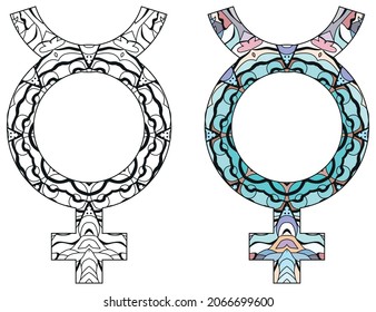 Vector handdrawn illustation of Mercury sign for decoration