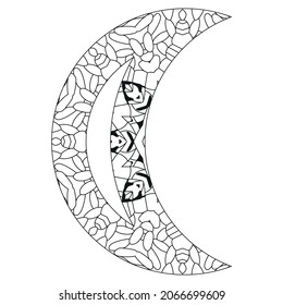 Vector handdrawn illustation of Moon sign for coloring