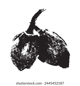 Vector hand-drawn illustration almonds. Black charcoal drawing of almond nut for marzipan paste label design or almond butter packaging. Botanical sketch for ketogenic diet banner.