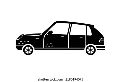 Vector hand-drawn illustration of a car. Personal vehicles.
