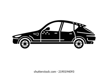 Vector hand-drawn illustration of a car. Personal vehicles.