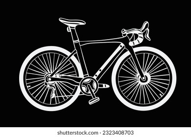 Vector hand-drawn illustration of city bicycle in ink hand-drawn style. old bicycle transportation of ink sketch drawings for posters and postcards. transportation ink drawing. transportation ink sket