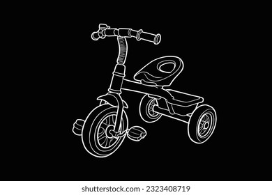 Vector hand-drawn illustration of city bicycle in ink hand-drawn style. old bicycle transportation of ink sketch drawings for posters and postcards. transportation ink drawing. transportation ink sket