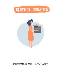 Vector handdrawn  illustration clothes donations with lettering.